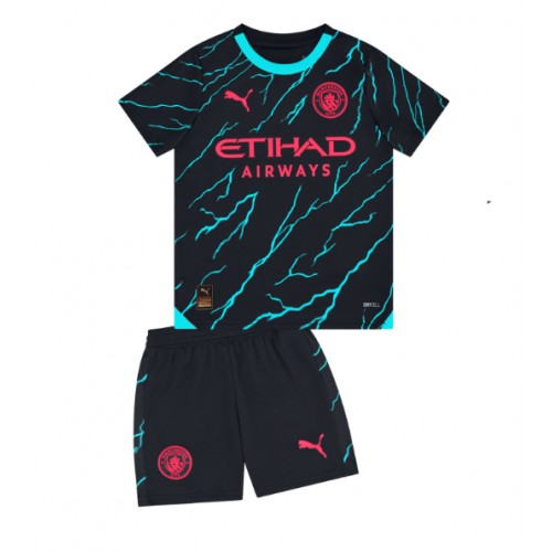 Otroški Nogometni dresi Manchester City Tretji 2023-24 Kratek Rokav (+ Kratke hlače)
